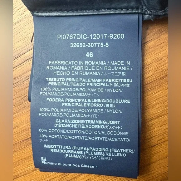 HERNO Ultralight Goose Down Rossella Jacket Navy. Sz US 10| $685 Retail - Picture 16 of 16